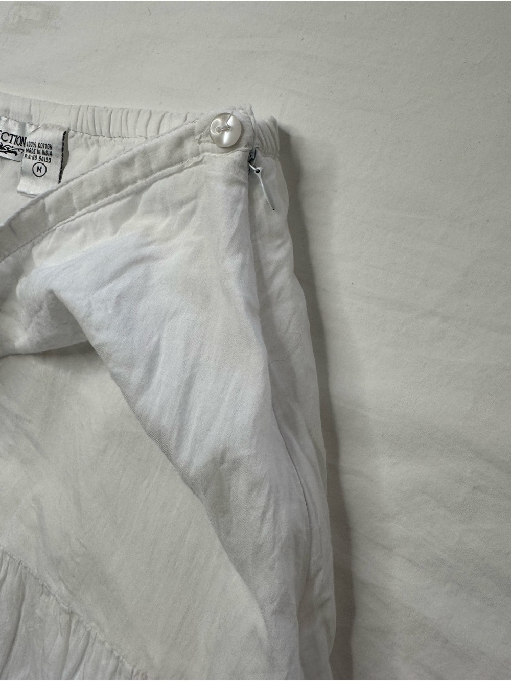 New Direction - White Tiered Boho Midi Skirt 100% Cotton - Picture 7 of 10